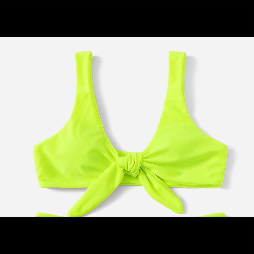Neon Lime Knot Front Top With Panty Bikini